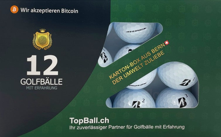 ⛳ Bridgestone e12 Lakeballs – 12 gebrauchte Golfbälle mit Erfahrung in der TopBall Box, geliefert aus Bern