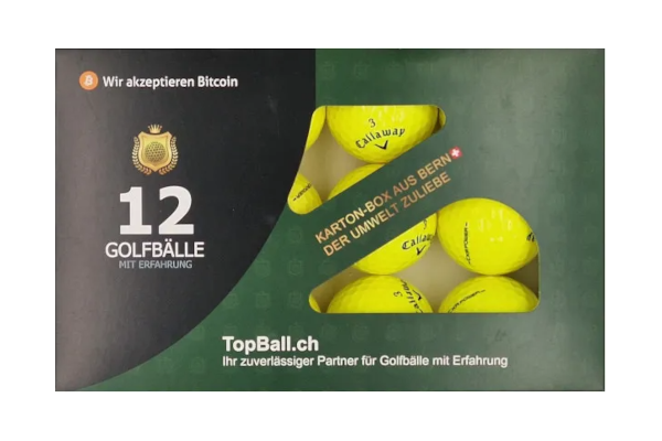 Gebrauchte Callaway CXR Gelb Golfbälle im 12er Set in gutem Zustand, recycelte Golfbälle günstig kaufen