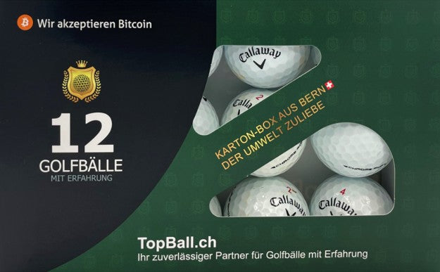 ⛳ Callaway Chrome Soft Lakeballs – 12 gebrauchte Premium-Golfbälle mit Erfahrung in der TopBall Box, geliefert aus Bern