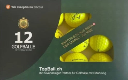 ⛳ Callaway Supersoft Gelb Lakeballs – 12 gut sichtbare gelbe Golfbälle mit Erfahrung in der TopBall Box, geliefert aus Bern