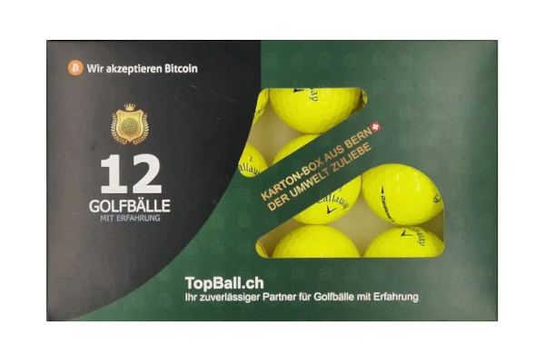 Gebrauchte Callaway Warbird Gelb Golfbälle im 12er Set in gutem Zustand, recycelte Golfbälle günstig kaufen