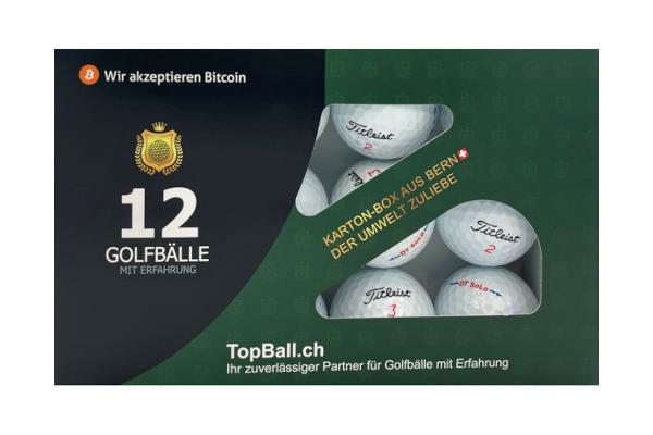 Gebrauchte Titleist DT-Solo Golfbälle im 12er Set in gutem Zustand, recycelte Golfbälle günstig kaufen
