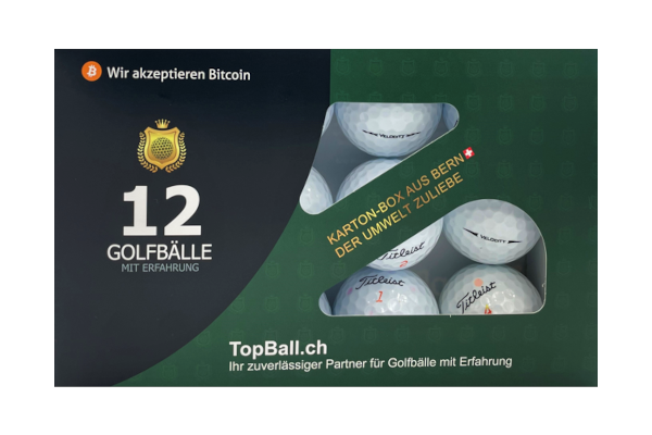Gebrauchte Titleist Velocity Golfbälle im 12er Set in gutem Zustand, recycelte Golfbälle günstig kaufen