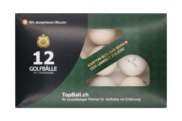 Gebrauchte weisse crystal Golfbälle im 12er Set in gutem Zustand, recycelte Golfbälle günstig kaufen
