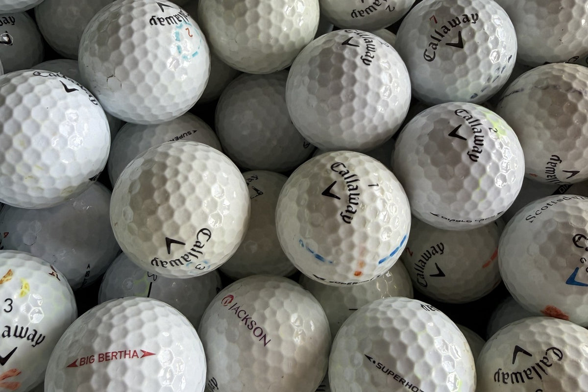Callaway Mix – gebrauchte Golfbälle mit Erfahrung, Nahaufnahme aus dem TopBall Lager
