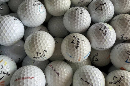Callaway Mix – gebrauchte Golfbälle mit Erfahrung, Nahaufnahme aus dem TopBall Lager