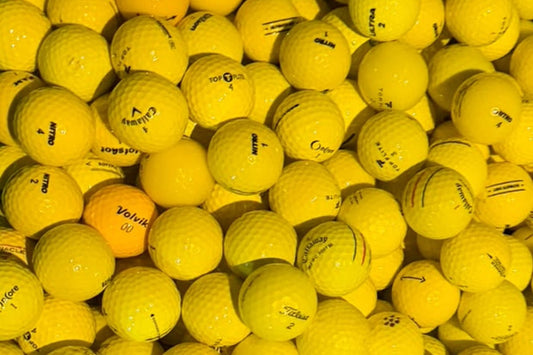 Gelbe Golfbälle Mix – Lakeballs von Titleist, Callaway, Volvik, Srixon und Top Flite, von Hand sortiert bei TopBall Schweiz